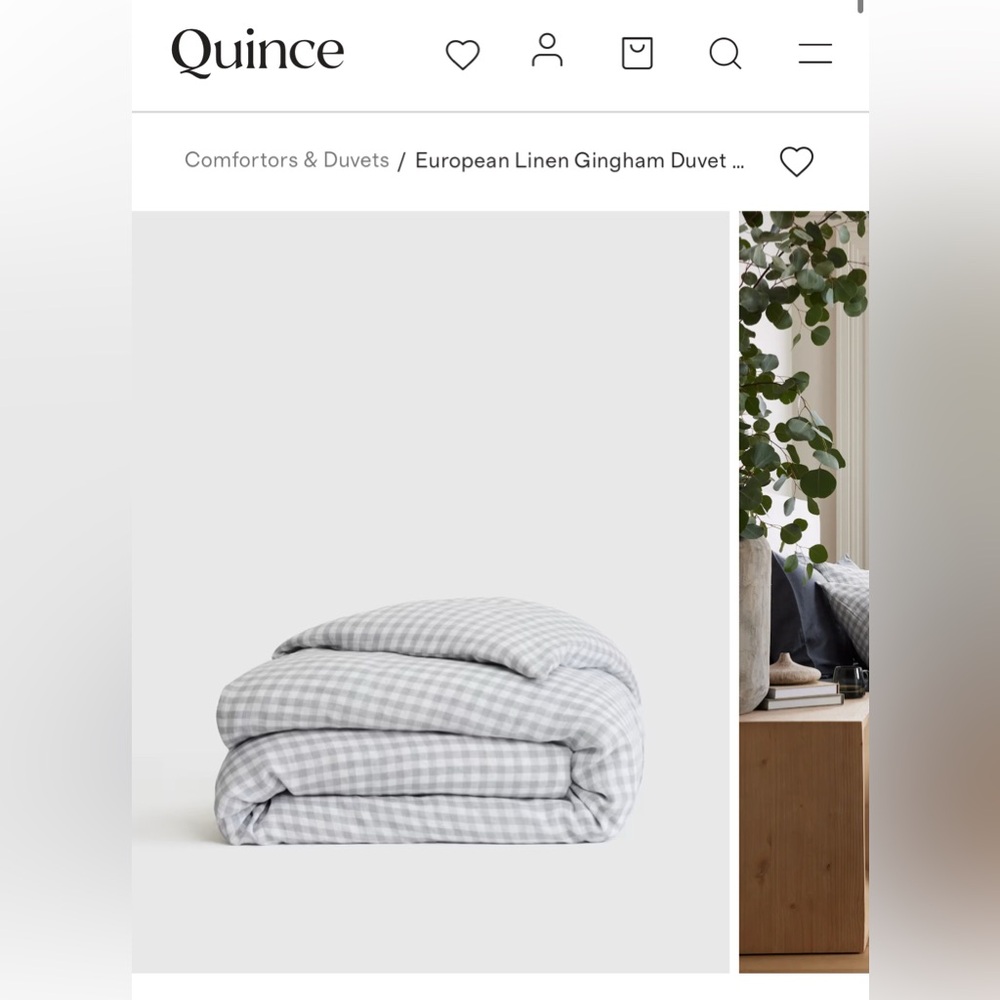 Quince European Linen Gingham Duvet Cover